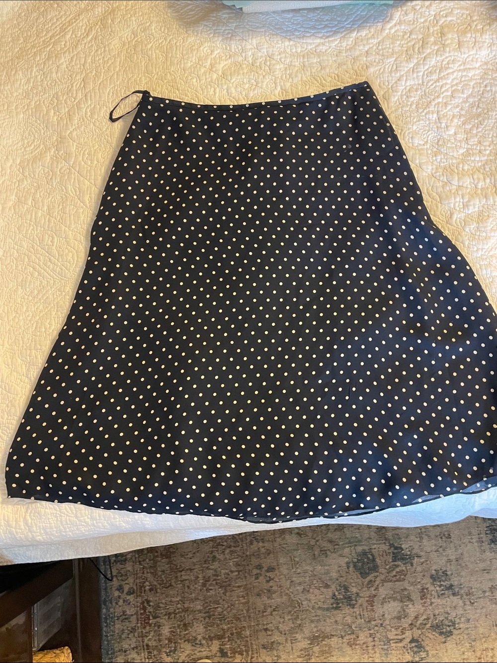 Lauren Ralph Lauren Black A-Line Skirt with White Polka Dots